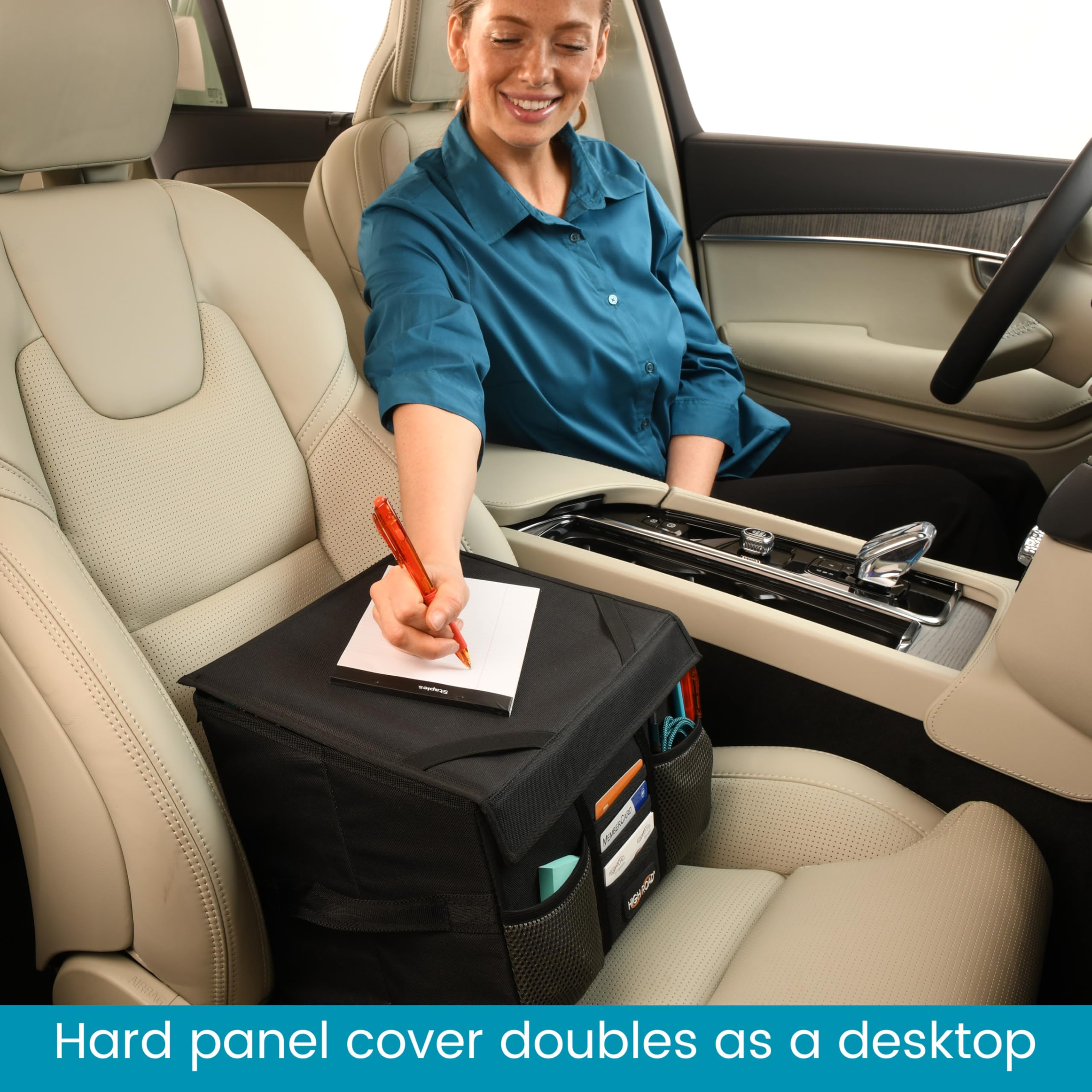High Road Carganizer Front Seat Car Office Organizer and Mobile Office Work Truck Organizer with Filing Dividers and Desk Top Cover