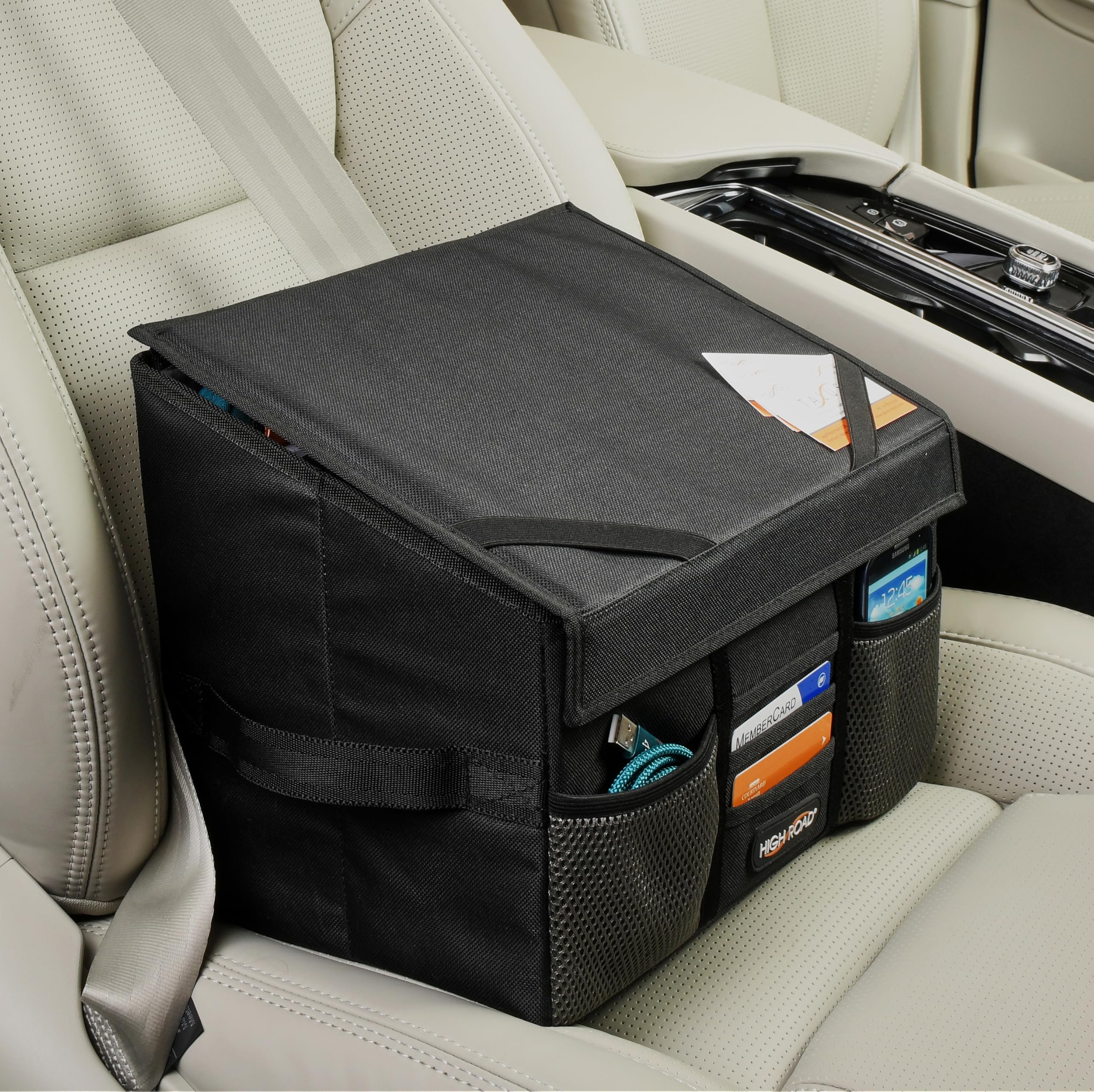 High Road Carganizer Front Seat Car Office Organizer and Mobile Office Work Truck Organizer with Filing Dividers and Desk Top Cover