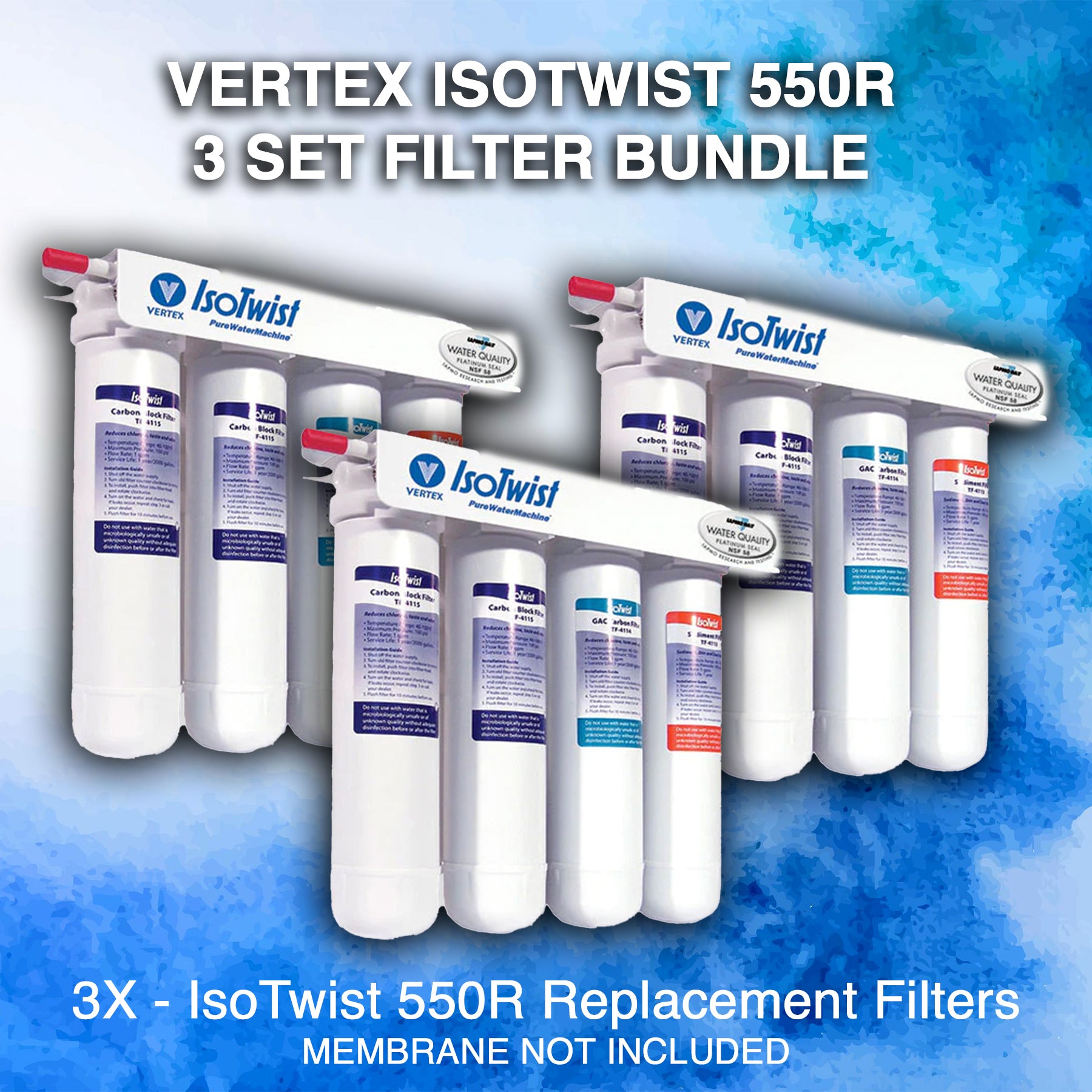 Vertex IsoTwist 550R - (3) Filter set Bundle (membrane not included)