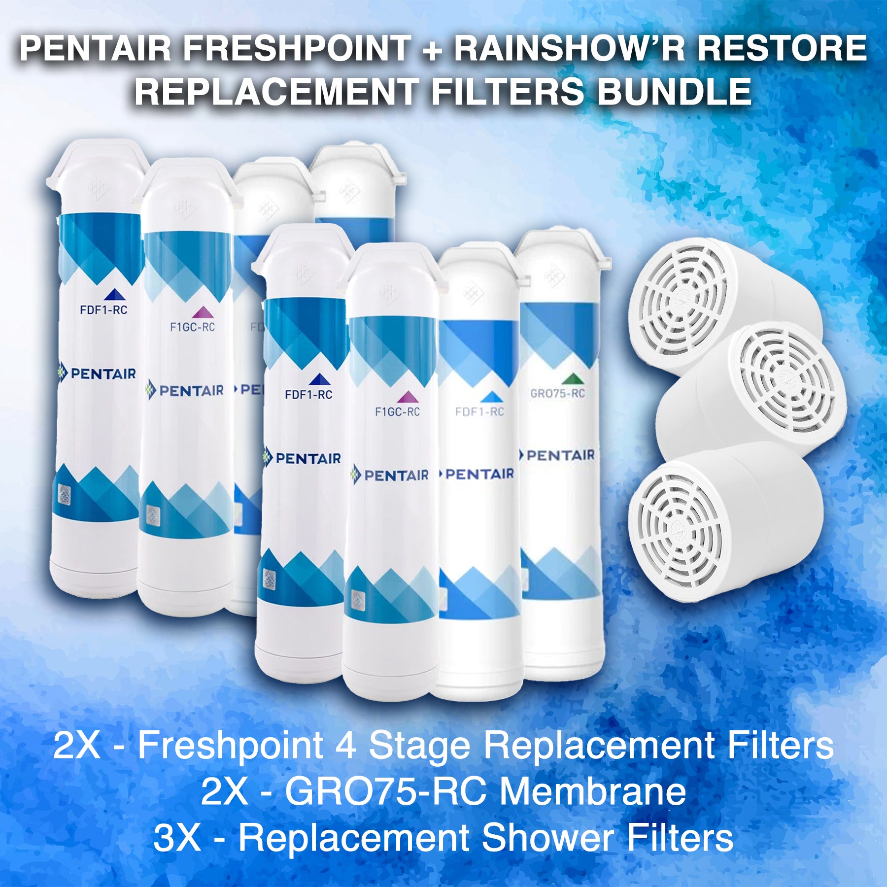 Pentair Freshpoint 4 Stage + Rainshow'r Restore Replacement Filter Bundle