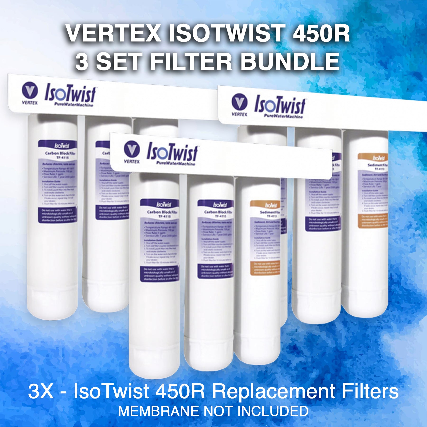 Vertex IsoTwist 450R - (3) Filter set Bundle (membrane not included)