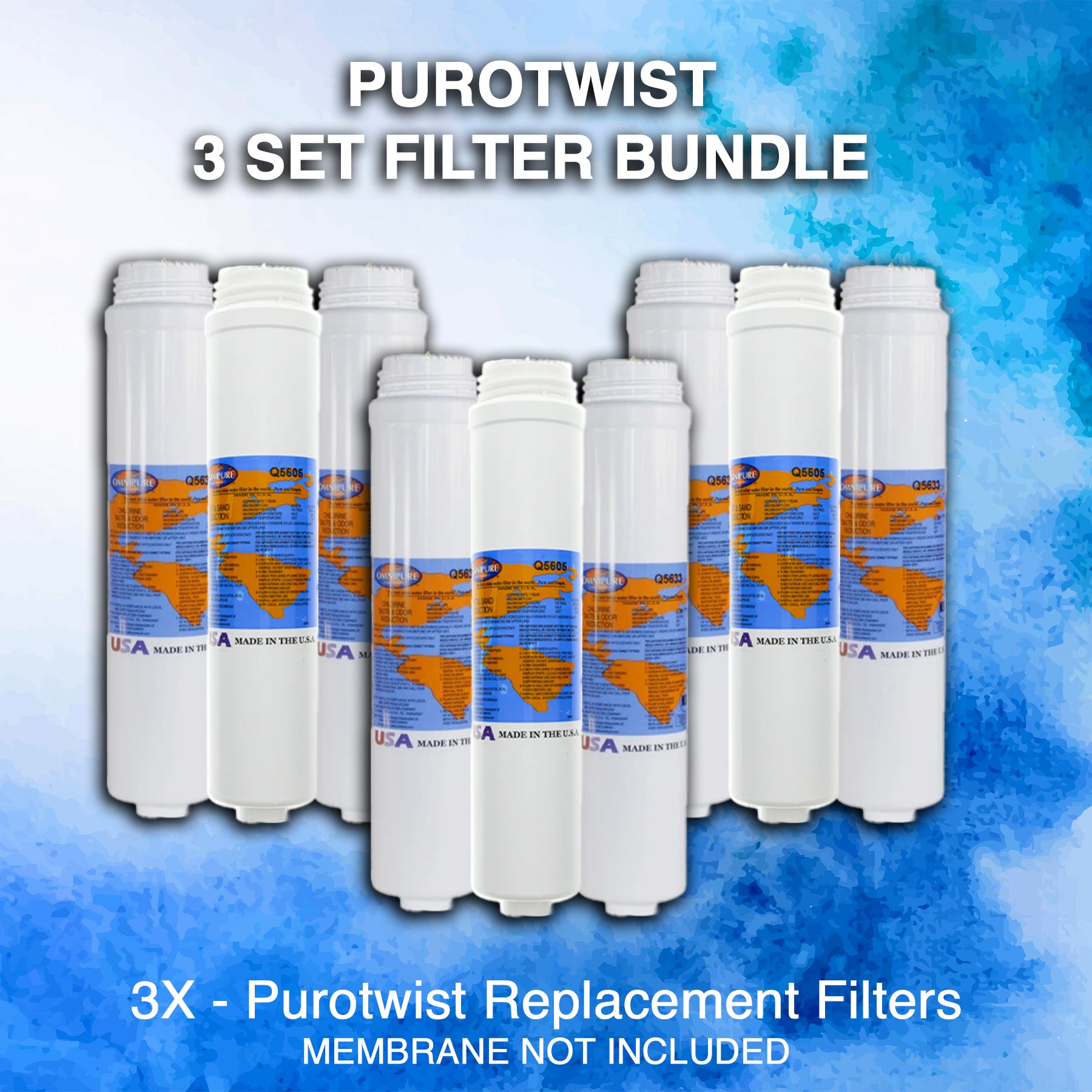 Purotwist 4 Stage - (3) Filter set Bundle (membrane not included)